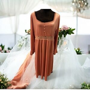 Amazon Women's Dusty Rose Velor and lace Gown